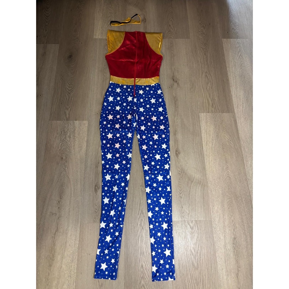 Leg Avenue Sensational Super Hero Costume Catsuit Headband 85577 Red Blue Star M - Picture 4 of 16